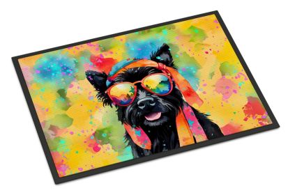 NEW Scottish Terrier Hippie Dawg Doormat Front Door Mat Indoor Outdoor Rugs for Entryway, Non Slip Washable Low Pile, 18H X 27W