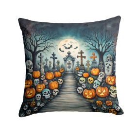 Calaveras Sugar Skulls Spooky Halloween Throw Pillow Machine Washable, Indoor Outdoor Decorative Pillow for Couch, Bed or Patio, 18Hx18W
