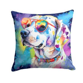 Hippie Dawg Throw Pillow Machine Washable, Indoor Outdoor Decorative Pillow for Couch, Bed or Patio, 14Hx14W