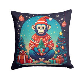 Monkey Christmas Throw Pillow Machine Washable, Indoor Outdoor Decorative Pillow for Couch, Bed or Patio, 14Hx14W