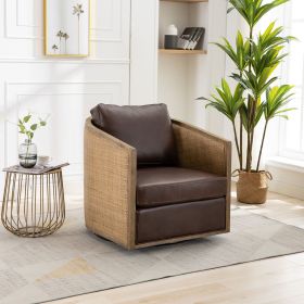 COOLMORE Swivel Barrel Chair, Comfy Round Accent Sofa Chair for Living Room, 360 Degree Swivel Barrel Club Chair, Leisure Arm Chair for Nursery, (Color: as Pic)