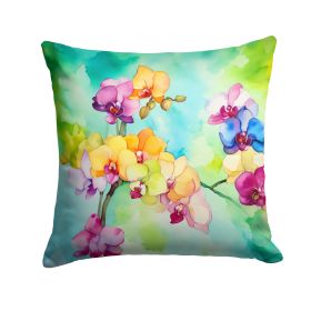 Orchids in Watercolor Throw Pillow Machine Washable, Indoor Outdoor Decorative Pillow for Couch, Bed or Patio, 18Hx18W (Default: Default)